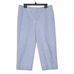 Talbots Wide‑Crop Pinstripe Pants Size 12P • Blue & White •Preppy Nautical